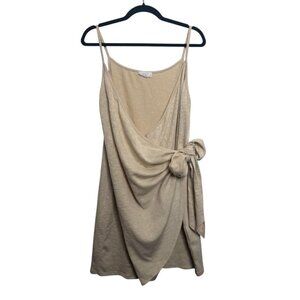 Sage The Label Beige Wrap Dress Size XL | NWT Ribbed Knit Tie Waist Minimalist S